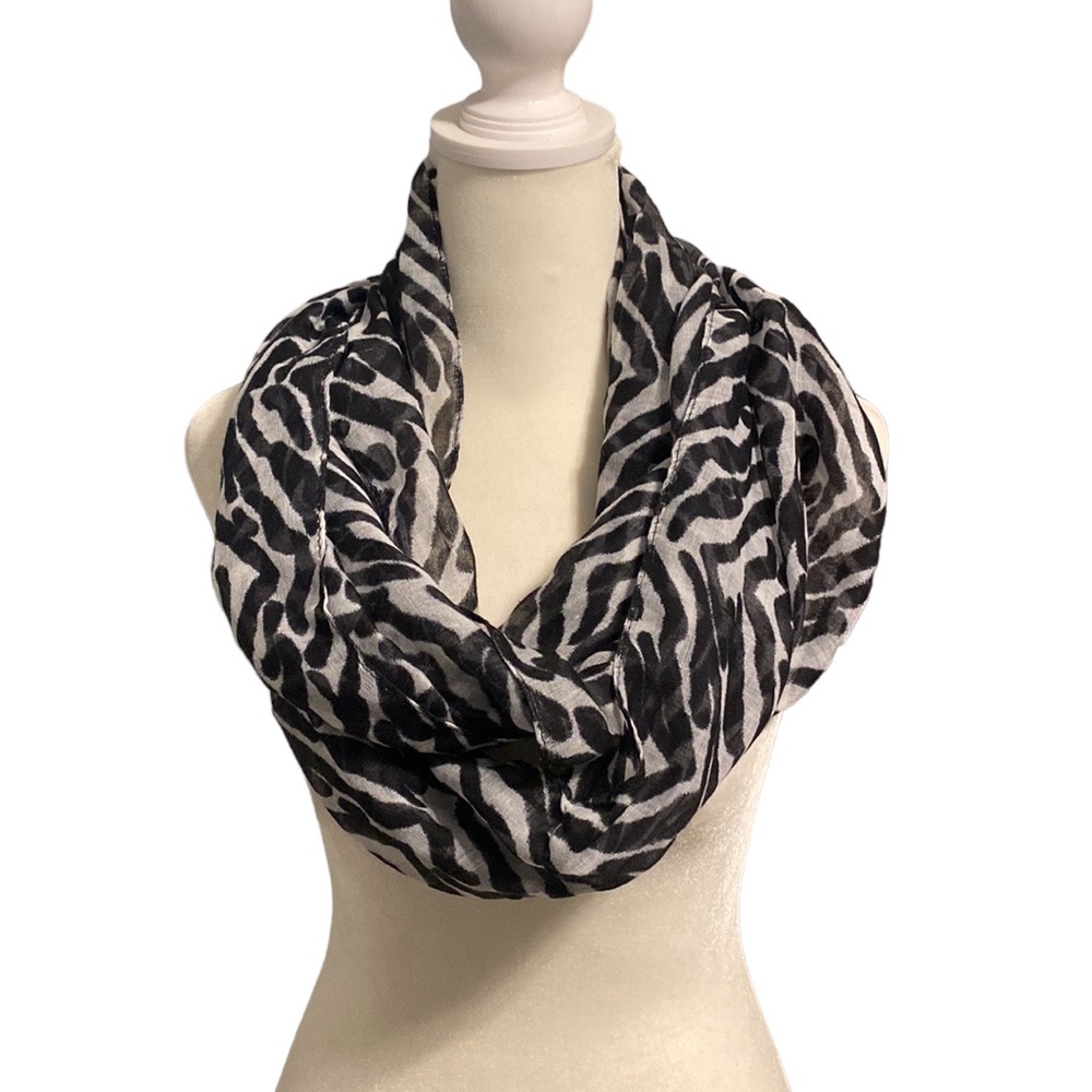 Sheer lightweight zebra print infinity scarf
